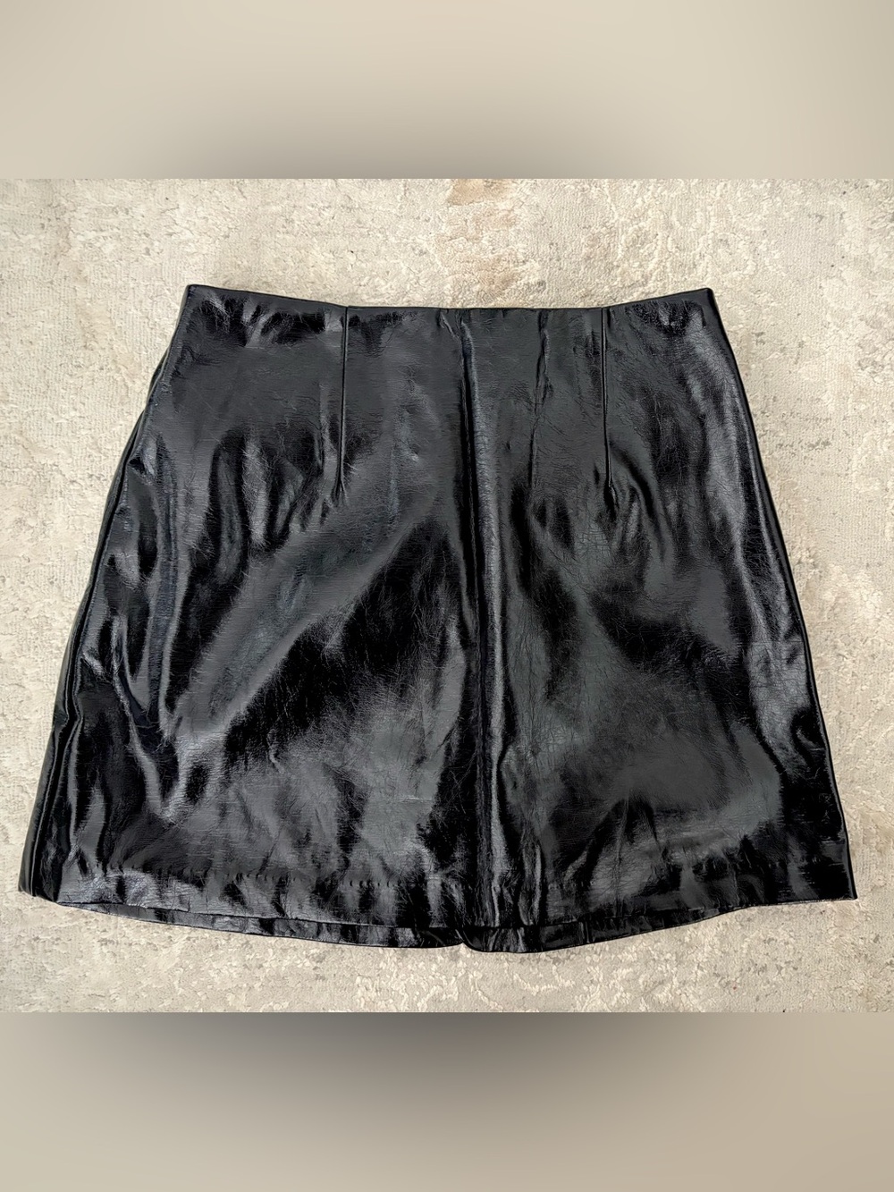 NWT❗️Abercrombie & Fitch Shiny Navy Blue Faux-Leather Mini Skort